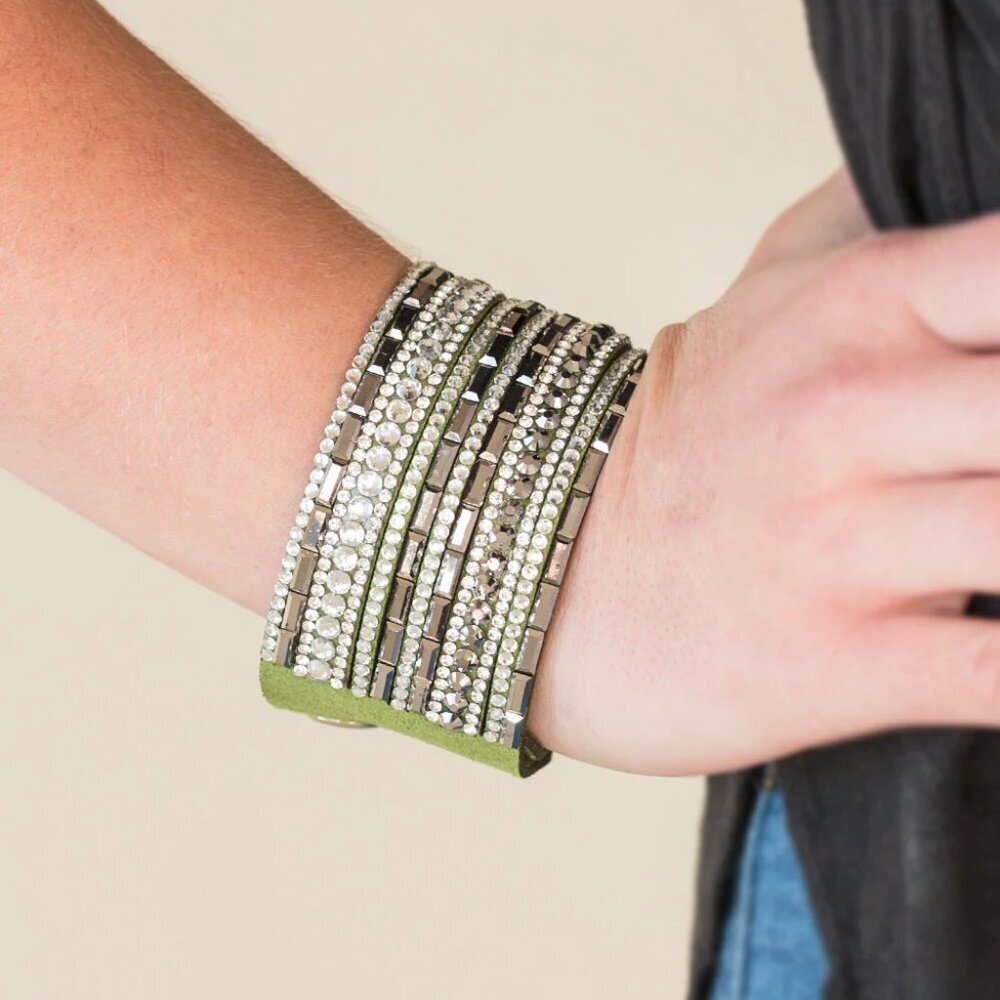 Paparazzi Jewelry Accessories - Wham Bam Glam - Green Bracelet - Vintage